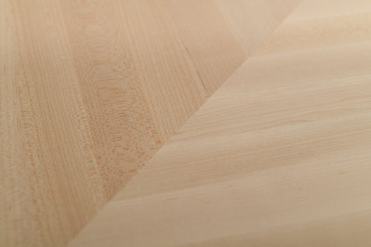 Grain Closeup of a Maple Butcher block with mitered corner.